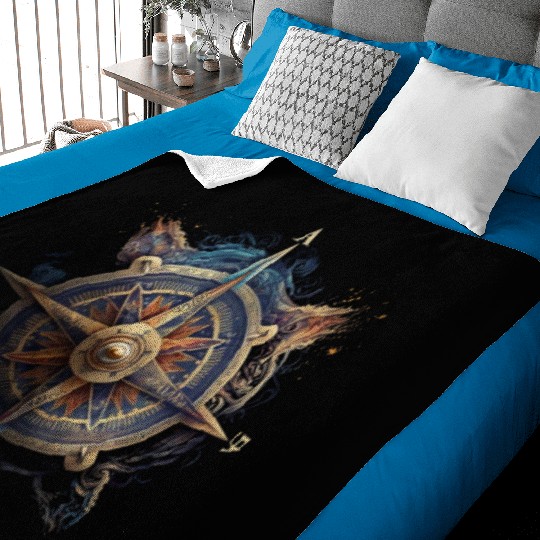 navy compass sailing Baby Blankets