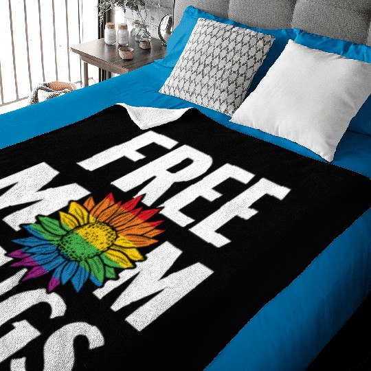 Free Mom Hugs Rainbow Pride Month LGBTQ Gay Pride Baby Blankets