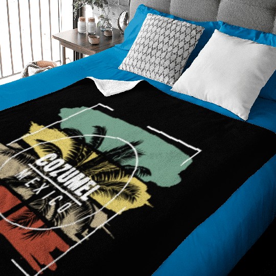Cozumel Mexico Artistic Palm Tree Retro Baby Blankets