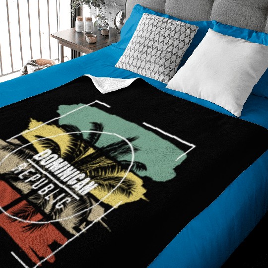 Dominican Republic Artistic Palm Tree Retro Baby Blankets