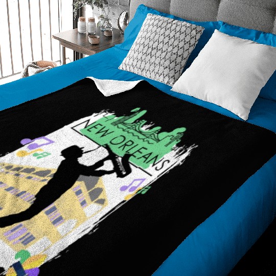 Mardi Gras New Orleans Louisiana City Jazz Music Baby Blankets