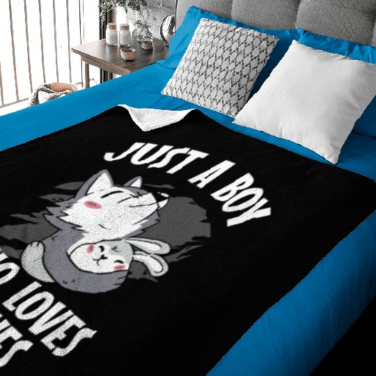 Just A Boy Who Loves Wolves Werewolf Wolf Lover Baby Blankets