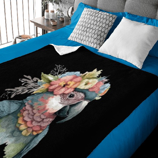 Cute Parrot Macaw Bird Flower Crown Pet Birds Baby Blankets