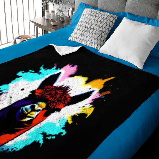 Cute Vintage Ink Splash Alpaca Retro Alpaca Farmer Baby Blankets