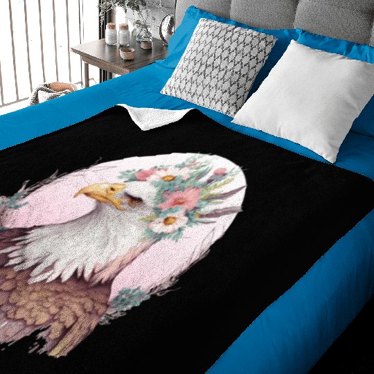 Birds Of Prey Bald Eagle Flower Crown Floral Birdi Baby Blankets