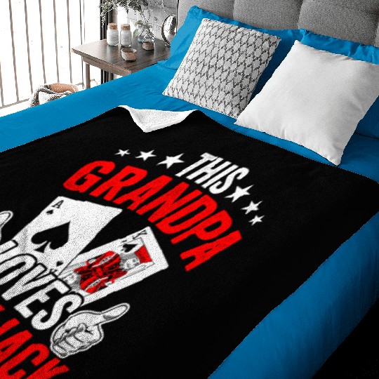 Grandpa Loves Blackjack Casino Card Game Blackjack Baby Blankets
