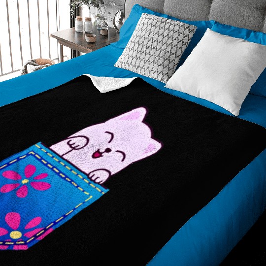 Cat in the pocket Baby Blankets