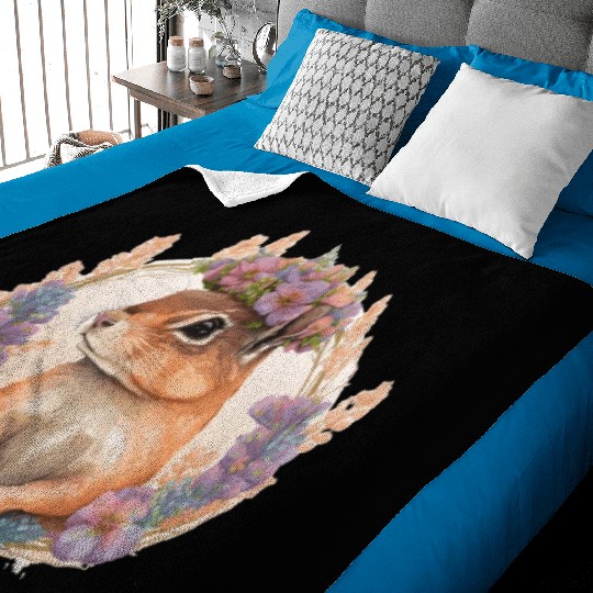 Watercolor Chipmunk Flower Crown Hawaiian Boho Aes Baby Blankets