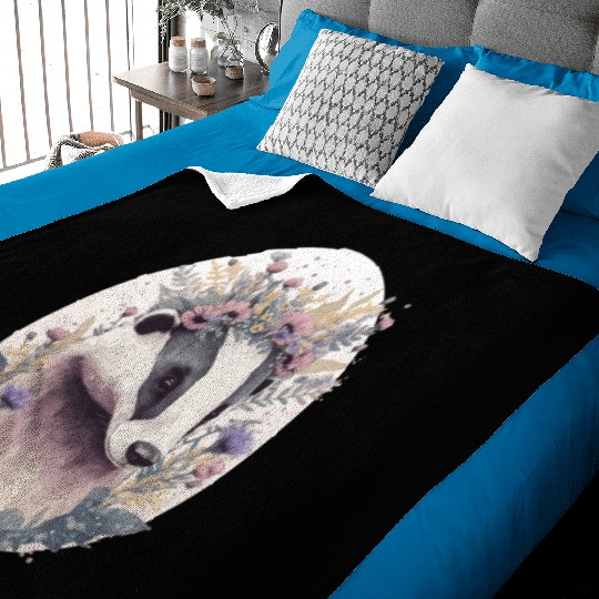 Cute Honey Badge Flower Crown Floral Watercolor A Baby Blankets