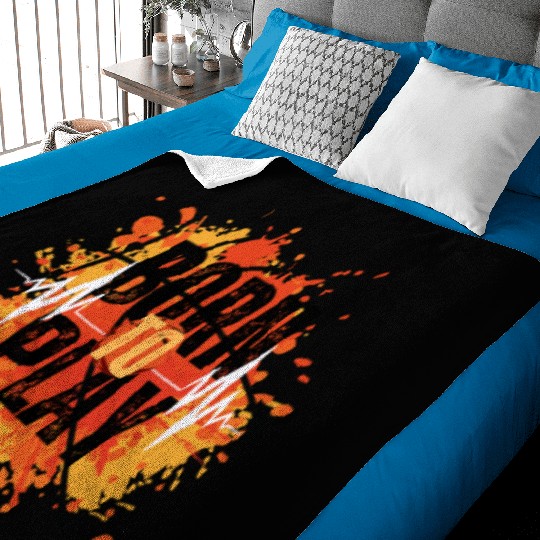 Black Orange Yellow Modern Born To Play Basketball Baby Blankets