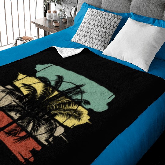 Amelia Island Florida Palm Tree Retro Artistic Baby Blankets