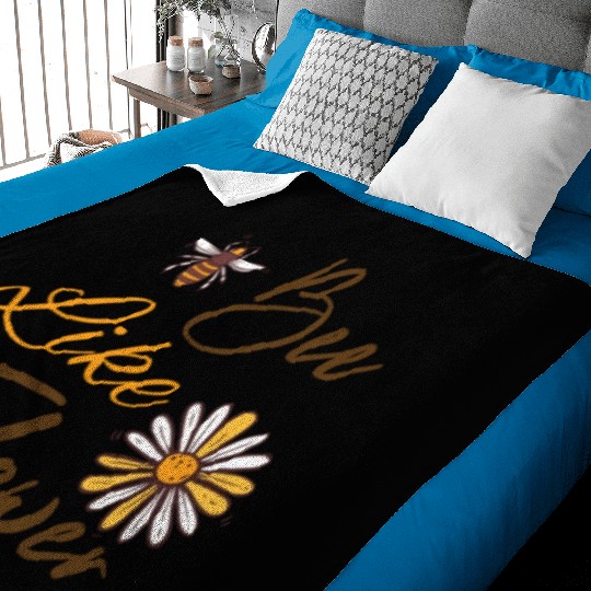 Bee like a flower Honey bee Baby Blankets