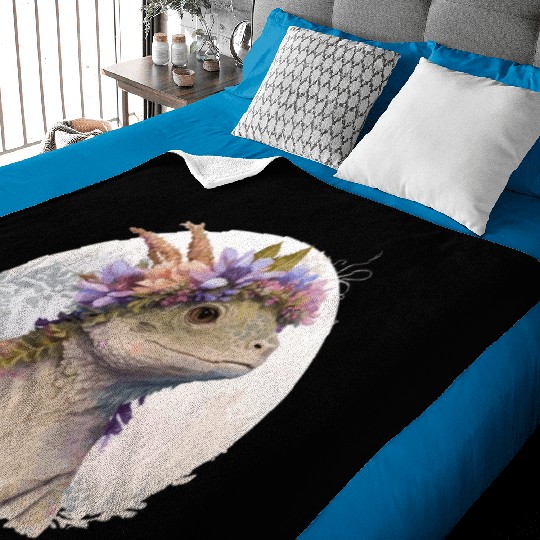 Watercolor Lizard Flower Crown Floral Reptile Love Baby Blankets