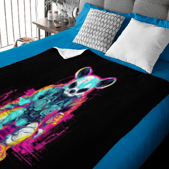 Menacing Neon Panda Robot Baby Blankets