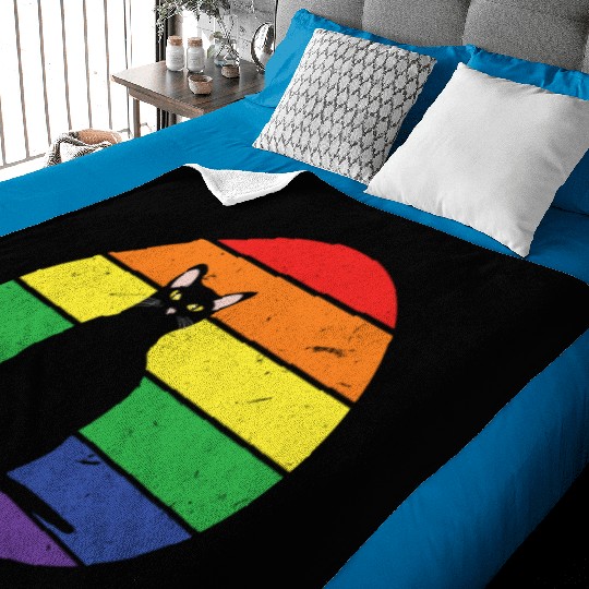 Rainbow Cat Gay LGBTQ Rainbow LGBT Pride Month Baby Blankets