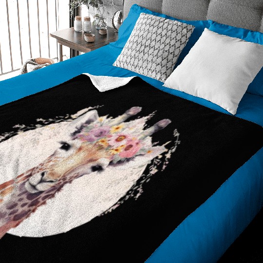 Cute Giraffe Flower Crown Africa Safari Animal Baby Blankets