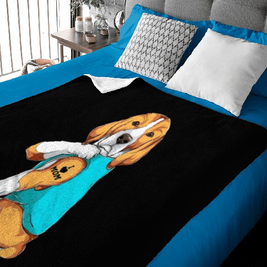 Beagle I Love Mom Apparel Dog Mom Gifts Womens T Baby Blankets