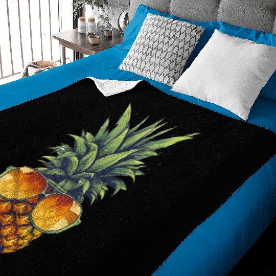 An adorable pineapple, wearing sunglasses Baby Blankets