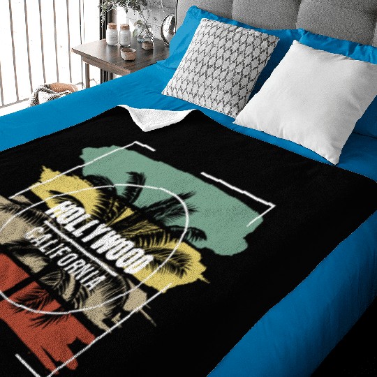 Hollywood California Retro Stylish Palm Tree Baby Blankets