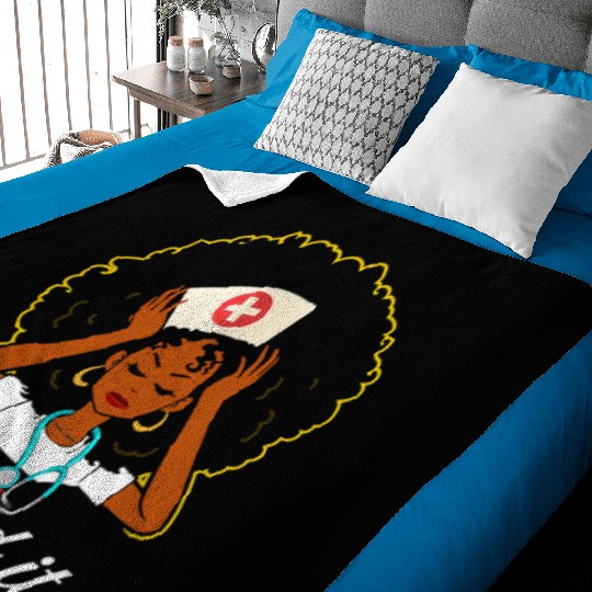 Earned It RN Nurse Nursing black nurse Graduation Baby Blankets
