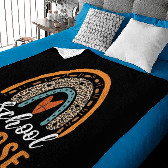 School Nurse Rainbow Leopard Print Nursing Back to Baby Blankets