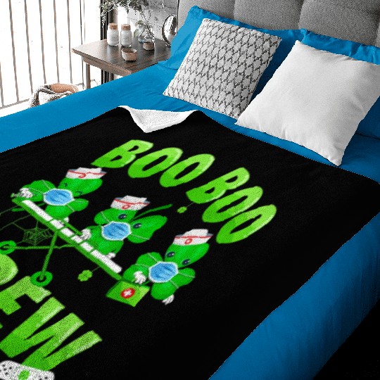 Boo Boo Crew Nurse St Patricks Day Shamrock Baby Blankets