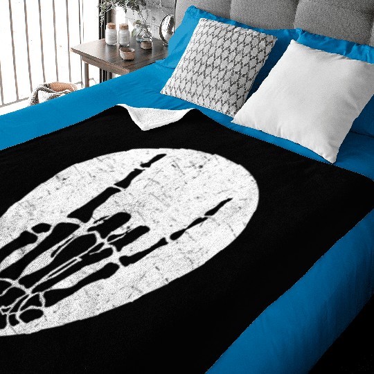 Cool Rock And Roll Skeleton Hand On A Guitar Pick Baby Blankets