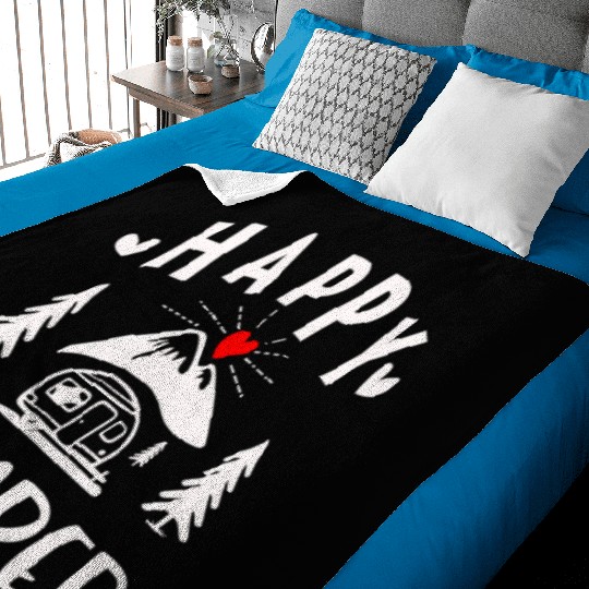 Happy Camper, Camping Baby Blankets For Women Men Kids