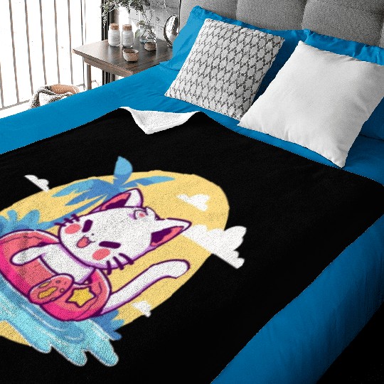 Beachside Kitty - Cat Vacation Baby Blankets