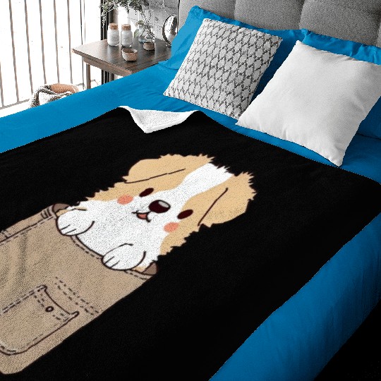Dog in pocket funny puppy for dog lovers Baby Blankets