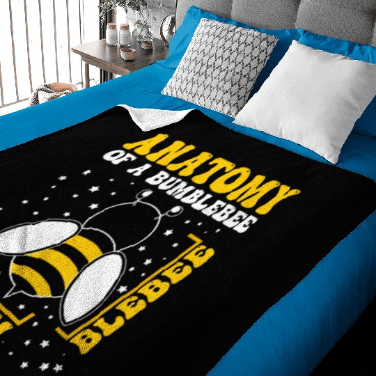 Anatomy of a Bumblebee Bee Lover Gift Baby Blankets