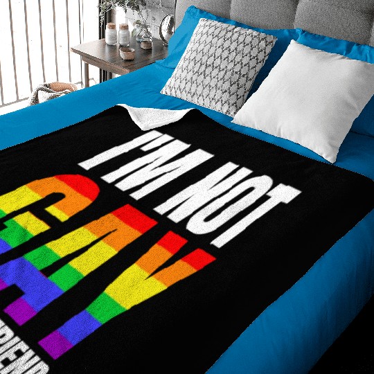 I Am Not Gay But My Boyfriend Is Baby Blankets