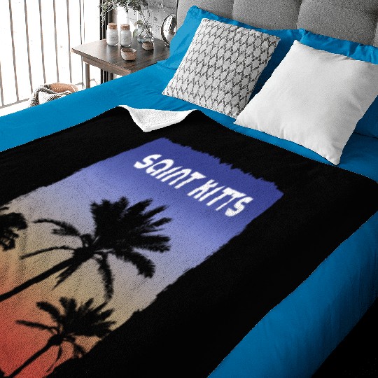 Saint Kitts Sunset Vacation Souvenir Palm Tree Baby Blankets