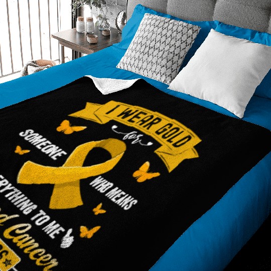 I Wear Gold For Someone Who Means Childhood CanceR Baby Blankets