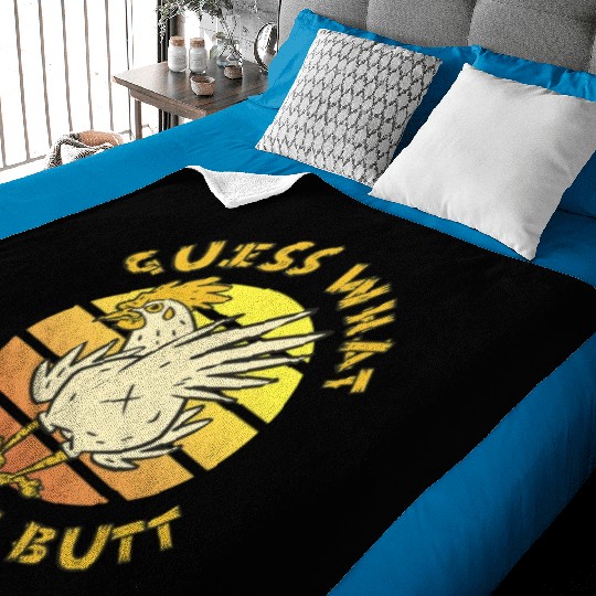 Funny Guess What Chicken Butt Farmer Joking Baby Blankets
