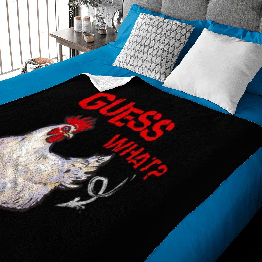 Funny Guess What Chicken Butt Farmer Chicken Buffs Baby Blankets
