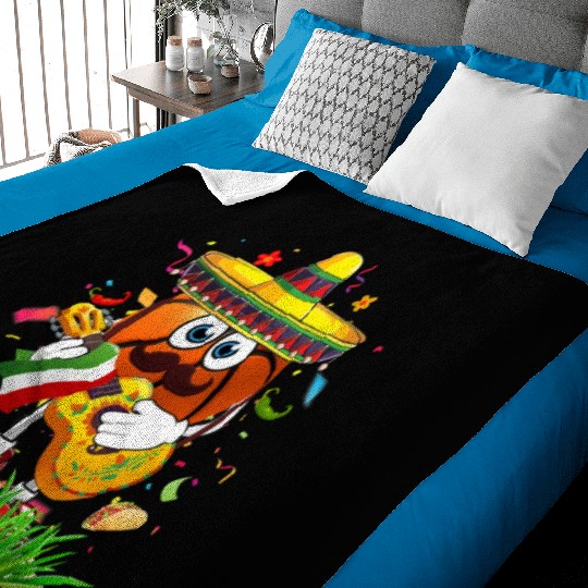 Funny Mexican Basketball Ball Sombrero Guitar Baby Blankets