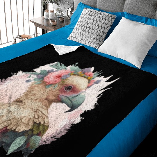Cute Vulture Bird Flower Crown Floral Wild Birds Baby Blankets