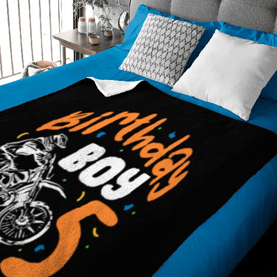 Birthday Boy 5, 5th Birthday Dirt Bike Baby Blankets
