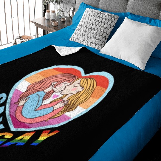 Say Gay Lesbian Couple Baby Blankets