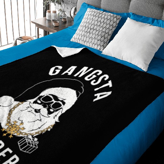 Gangsta Wrapper Gangster Santa Baby Blankets