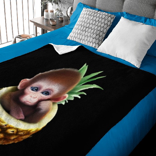 Little monkey in a pineapple Baby Blankets