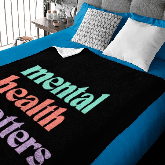 Mental Health Matters | Retro Quote Peach Candy Baby Blankets