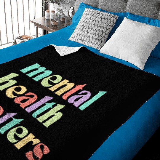 Mental Health Matters | Retro Quote Mixed Peach Baby Blankets