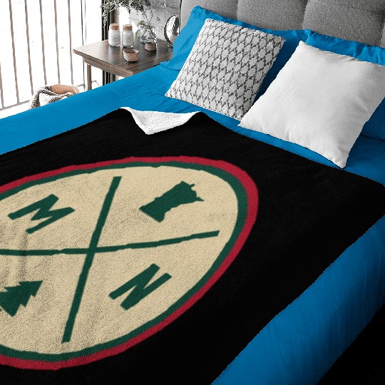 Minnesota Mn Circle Patch Red And Green Baby Blankets