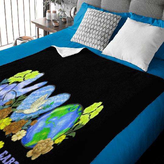 Peace Love Earth Peace Love People Earth Day Baby Blankets
