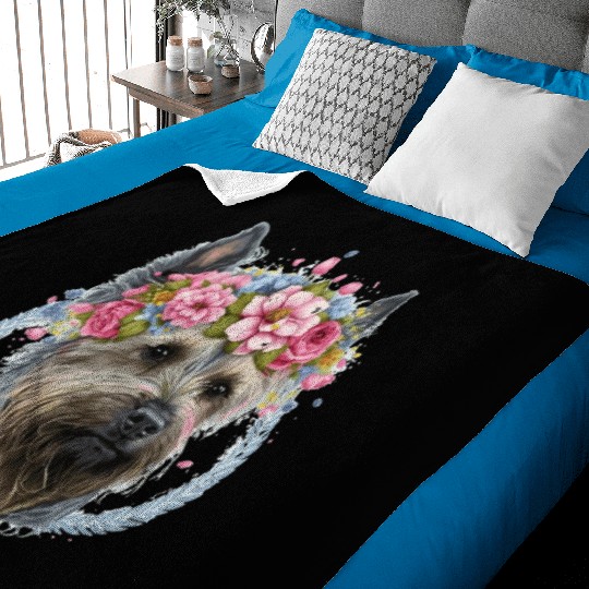 Cute Yorkshire Terrier Flower Crown Pet Dog Breed Baby Blankets