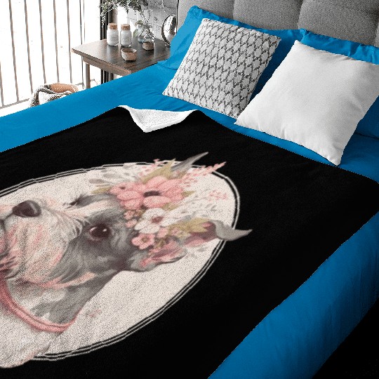 Cute Miniature Mini Schnauzer Flower Crown Pet Dog Baby Blankets