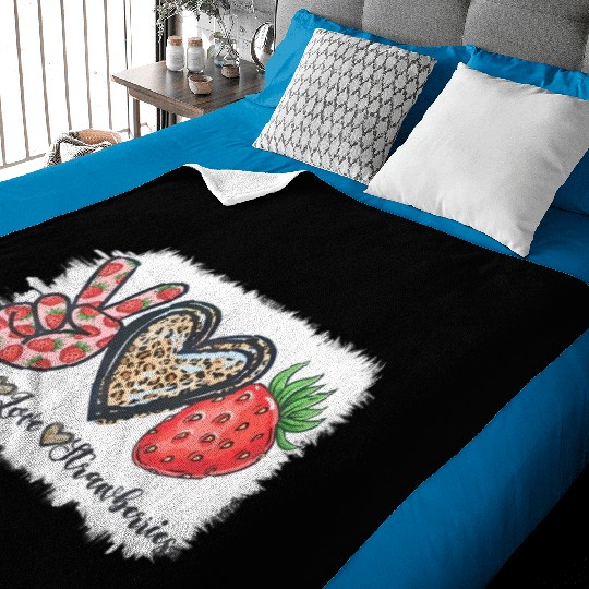 Peace Love Strawberry Farmer Strawberries Lover Be Baby Blankets
