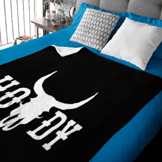 Howdy Cow Skull Western Cowboy Cowgirl Rodeo Howdy Baby Blankets